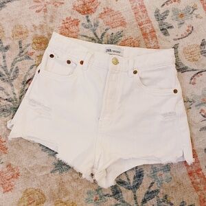 Zara White Denim Cutoff Shorts